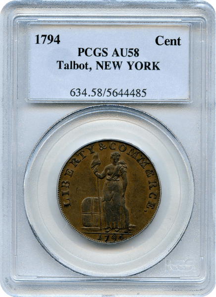 1794 Talbot, New York Cent PCGS AU58