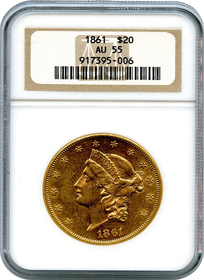 (73) 1861 $20.00 Gold Liberty NGC AU55