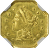 (1869) Cal Gold $1.00 BG-1006 Octagonal Pearl Necklace Liberty Head - Brilliant