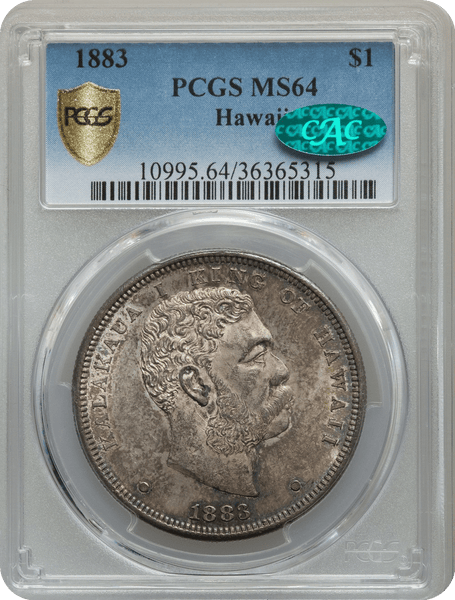 1883 Hawaii Dollar PCGS MS64 CAC. High Grade and Rare