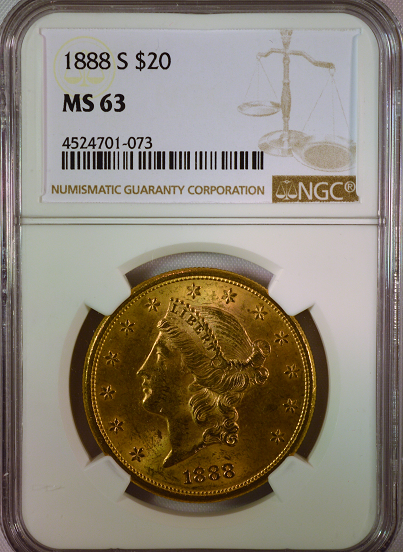 1888-S $20 Gold Liberty NGC MS63   Double Eagle