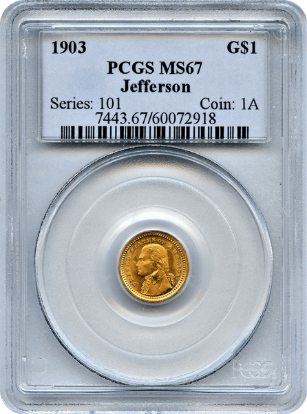 1903 Thomas Jefferson/Louisiana Purchase Gold $1 PCGS MS67