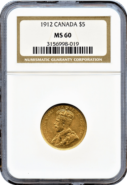 1912 $5 Canada Gold NGC MS60