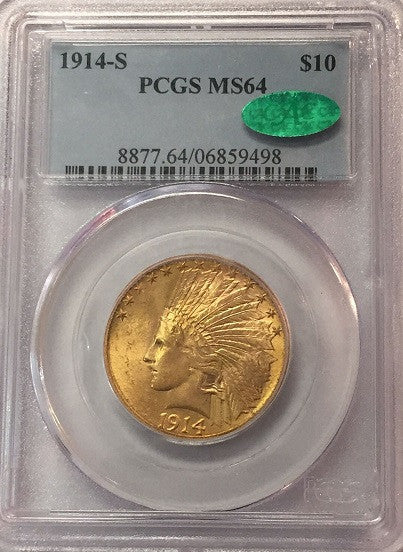 1914-S $10.00 Gold Indian PCGS MS64 CAC