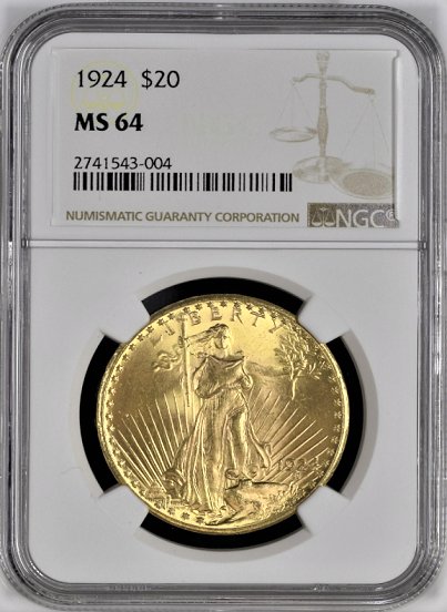 1924 $20 St. Gaudens NGC MS64 (Looks Better Than Most MS66's)