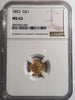 1853 Gold Liberty $1, Type 1 NGC MS 62