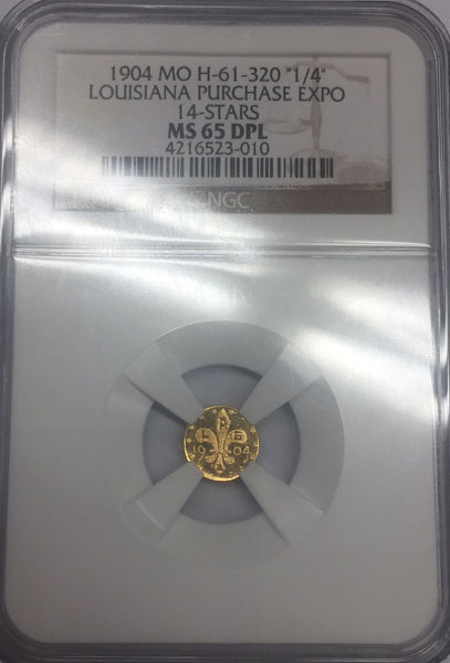 1904 Louisiana Purchase Gold 25c "14 Stars" NGC MS65 DPL