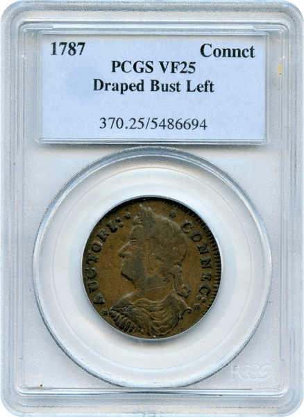 1787 Colonial. Connecticut Copper, Drapped Bust Left. PCGS VF25