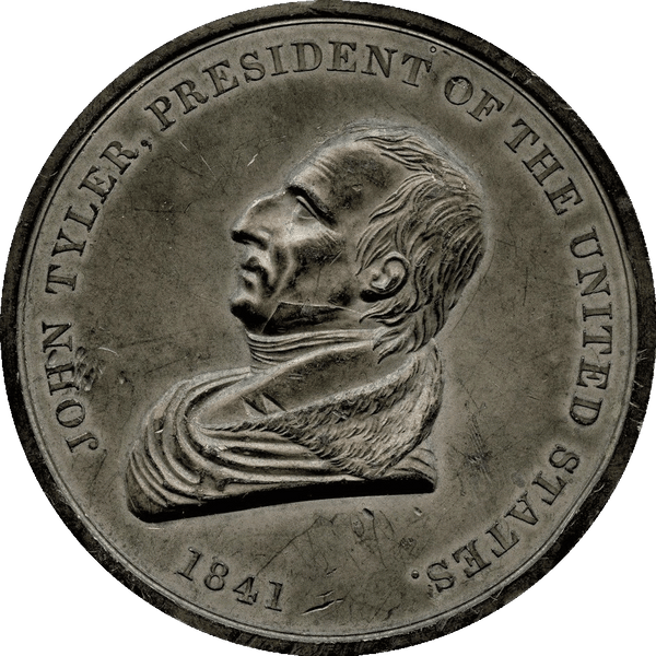 1841 JOHN TYLER Indian Peace Medal IP-21 76mm. Uniface. Extremely Rare.