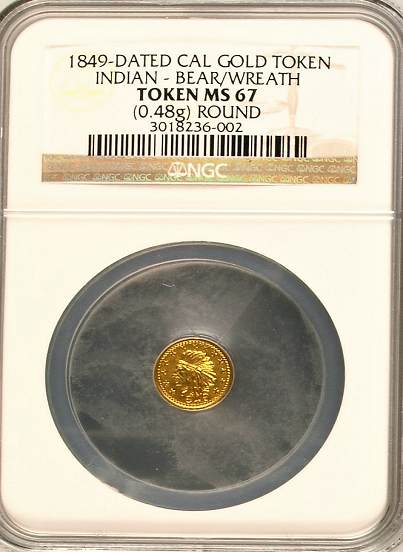 1849 California Round 1/2 Indian NGC MS67