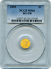 1853 California Fractional $1 BG-530 PCGS MS62