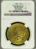 1854 $20 Kellogg & Co. Territorial Gold. Double Eagle. NGC AU Details
