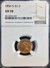 1856-S $2.50 Gold Liberty NO MOTTO NGC AU58