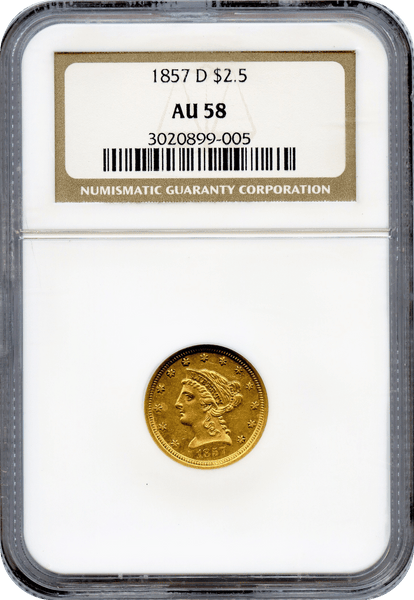 1857-D $2.50 Gold Liberty NGC AU58