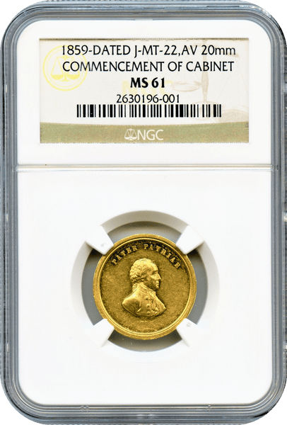 1859 U.S. Mint Memorial To Washington Cabinet Set GOLD NGC MS61 & Silver NGC MS64
