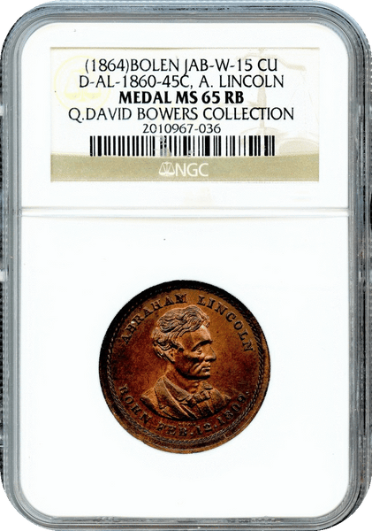 1864 Bolen Jab-W-15 NGC MS65RB Q. David Bowers Collection Mintage:5