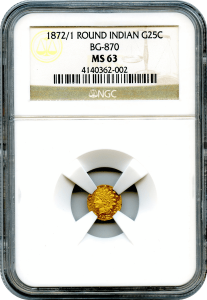 1872/1 California Fractional BG-870 25c NGC MS63