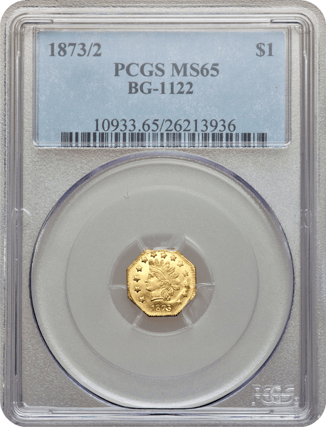 1873/2 $1 Indian Octagonal $1, BG-1122, High R.6, PCGS MS65