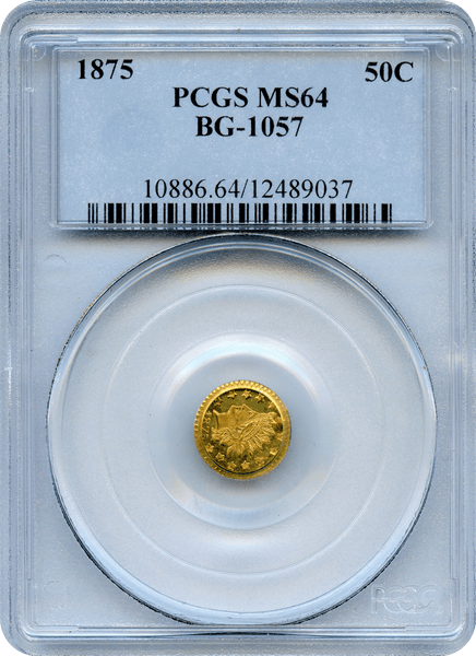 1875 Cal Gold 50c BG-1057 Round Large Head Indian PCGS MS64
