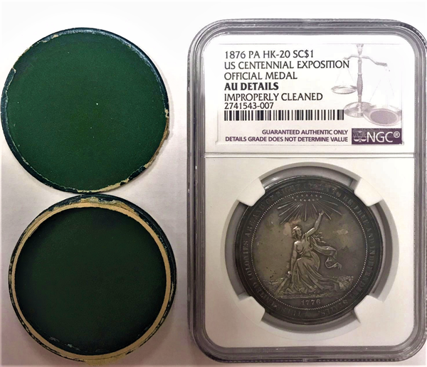 1876 PA HK-20 SC$1 U.S. Centennial Exposition Official Medal With Original Box