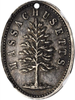 1876 Massachusetts American Independence Centennial Medal.  Silver oval, Julian CM-38. NGC MS64