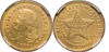 1879 Gold Four Dollar Stella. $4.00 Flowing Hair NGC PFAU Details. Mount Removed