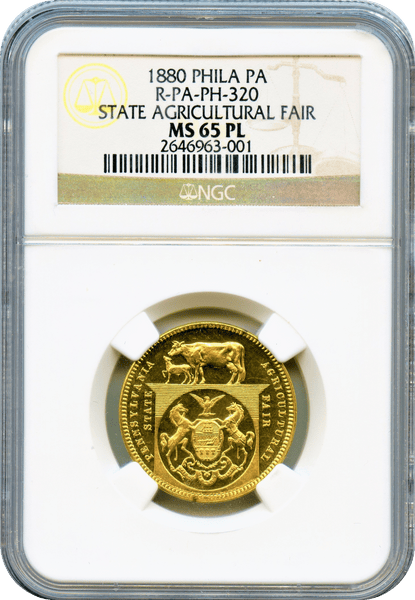 1880 Pennsylvania State Agricultural Fair Award Medal NGC MS65PL