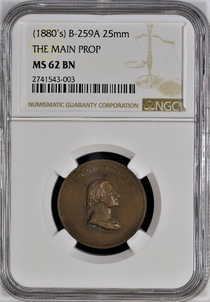 The Main Prop Medal. Bronze. 25 mm. Baker-259A, JAB-25. NGC MS62BN