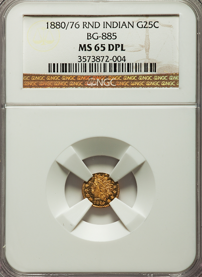 1880/70 Cal Gold 50c BG-1067 Round Large Head Indian NGC MS64PL