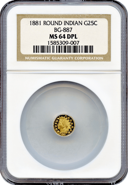 1881 California Fractional 25c BG-887 NGC MS64DPL