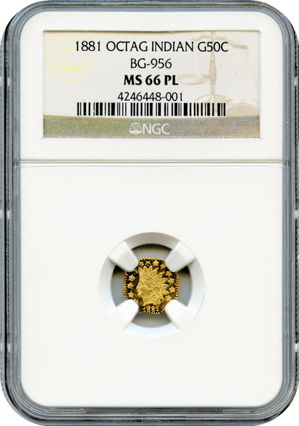 1881 California Fractional 50c BG-956 Octagonal Large Head Indian NGC MS66PL