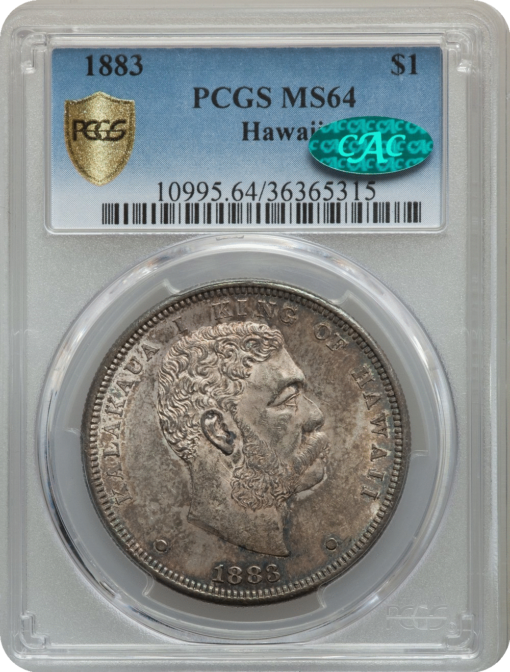 1883 Hawaii Dollar PCGS MS64 CAC. High Grade and Rare – First