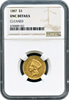 1887 $3 Indian Princess Head. NGC Unc Details