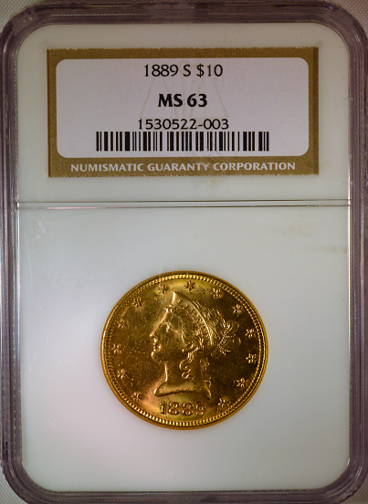 1889-S $10 Gold Liberty NGC MS63