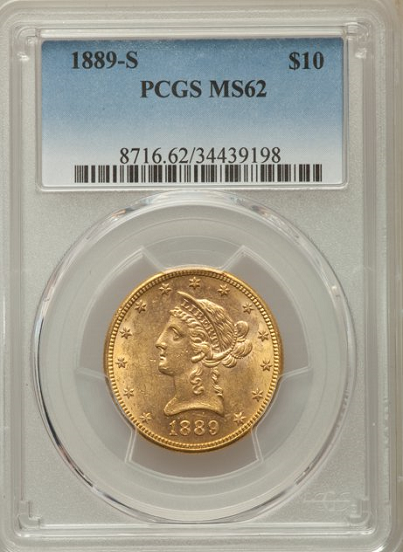 1889-S $10.00 Gold Liberty PCGS MS62