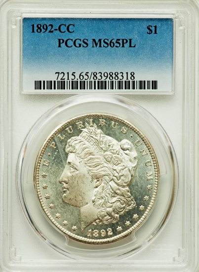 1892-CC Morgan Silver $1.00 PCGS MS65PL "Tied For Finest in Prooflike"