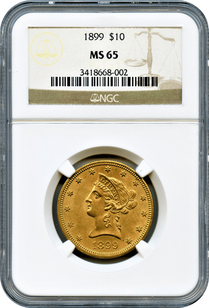 1899 $10 Gold Liberty NGC MS65
