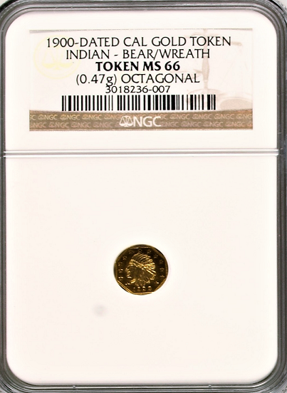 1900 Cal. Oct. 1/2 GOLD NGC MS66