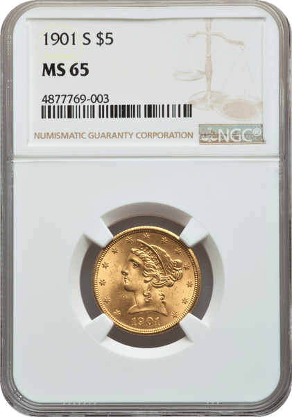 1901-S $5 Gold Liberty NGC MS65