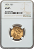 1901-S $5 Gold Liberty NGC MS65