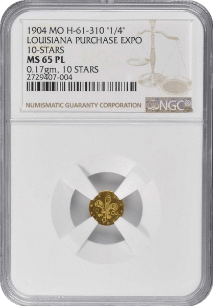 1904 L.P. 25c GOLD NGC MS65PL