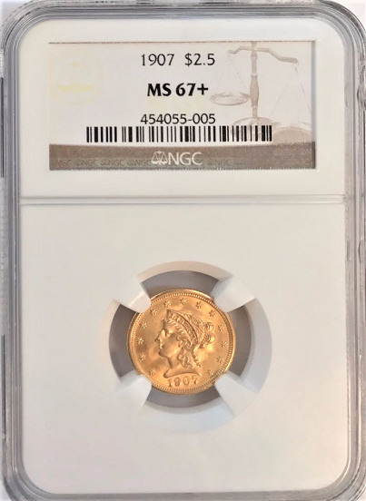 1907 $2.50 Gold liberty NGC MS67+