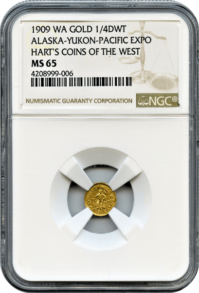 1909 A.Y.P.E. Gold 25c NGC MS65 "Tied for 3rd Finest" "Only Available at 1909 Seattle World's Fair in Person"