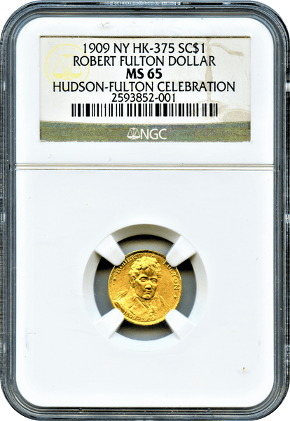 1909 NY HK-375 Hudson/Fulton Celebration. Fulton Gold $1 NGC MS65