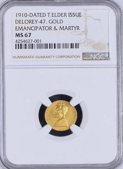 1910 Lincoln Gold. Delorey-47 NGC MS67. Tied for Finest Known. RARE