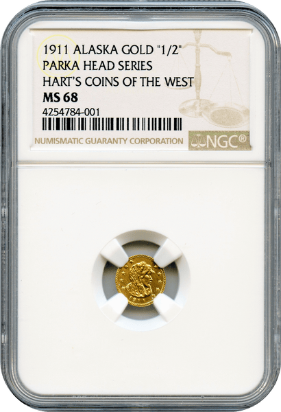 1911 Parka Head "1/2". Harts Coins of The West. NGC MS68. Finest Known.