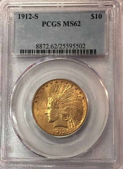 1912-S $10.00 Gold Indian PCGS MS62