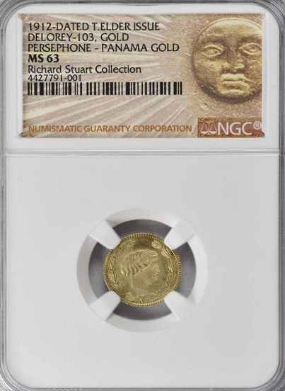1912 Panama Gold One Token. DeLorey-103. Gold. 15 mm NGC 1912 Panama Gold One Token. DeLorey-103. Gold. 15 mm NGC