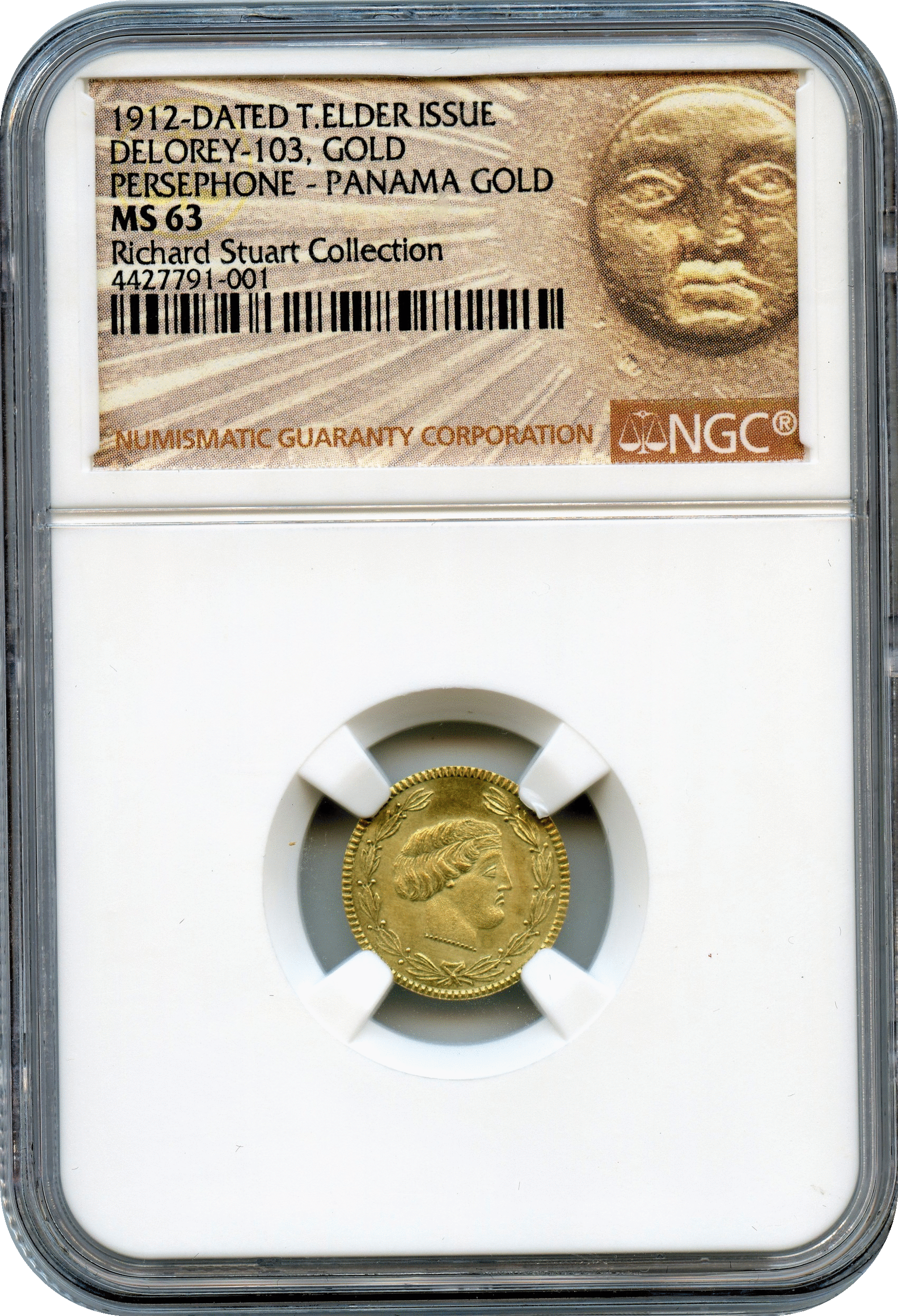 1912 Panama Gold One Token. DeLorey-103.15 mm NGC MS63 – First