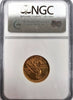 1914-S $5.00 Gold Indian NGC MS64. San Francisco. Half Eagle. PQ